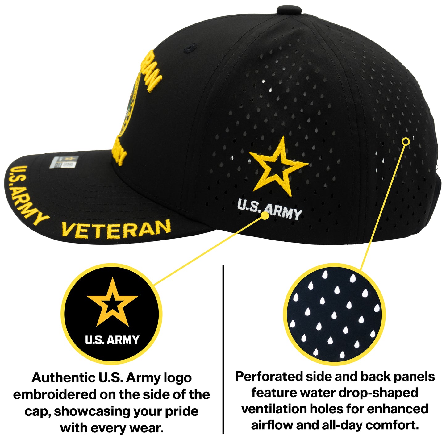 U.S. ARMY CAP, PERFORATED VETERAN SEAL