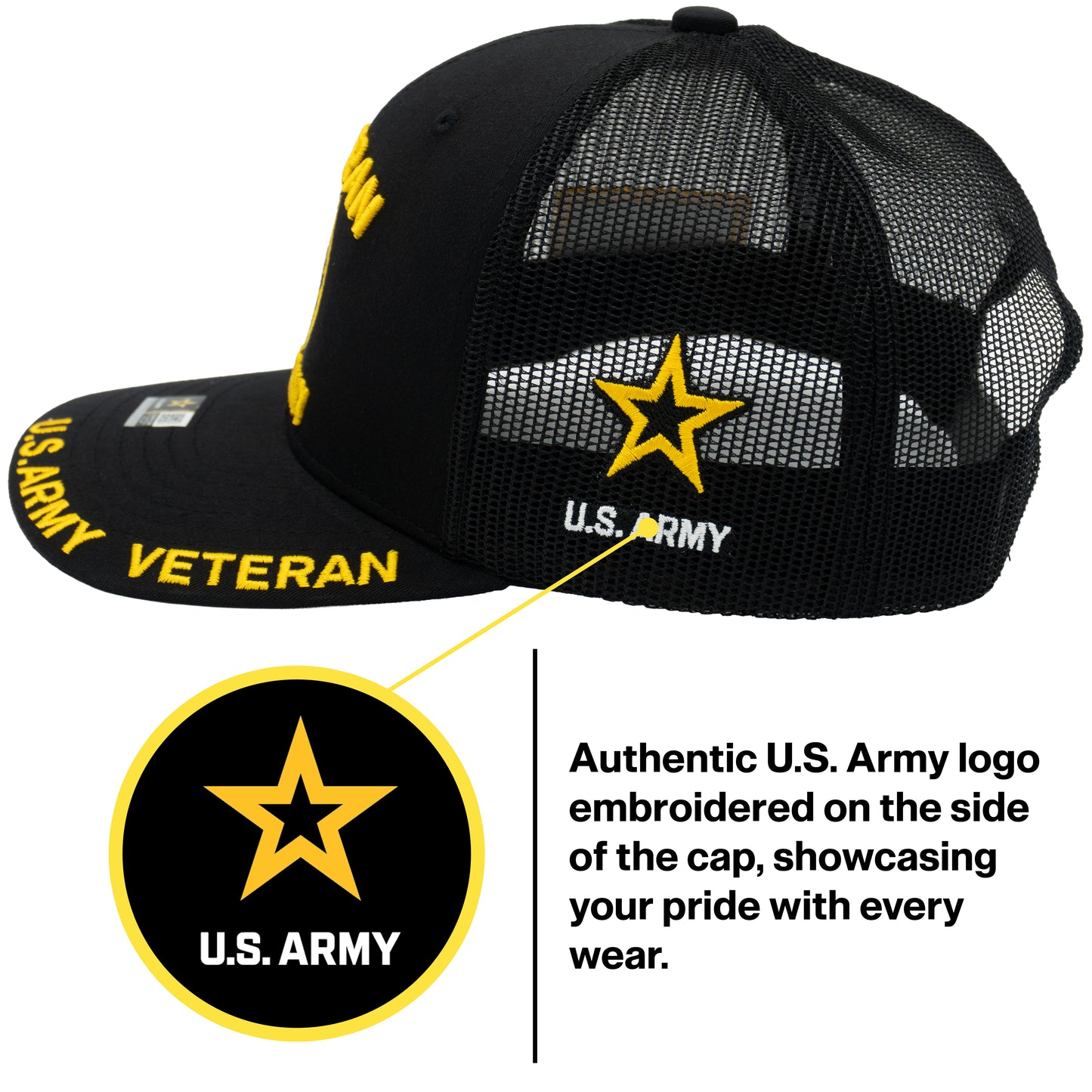 U.S. ARMY CAP, TRUCKER VETERAN SEAL