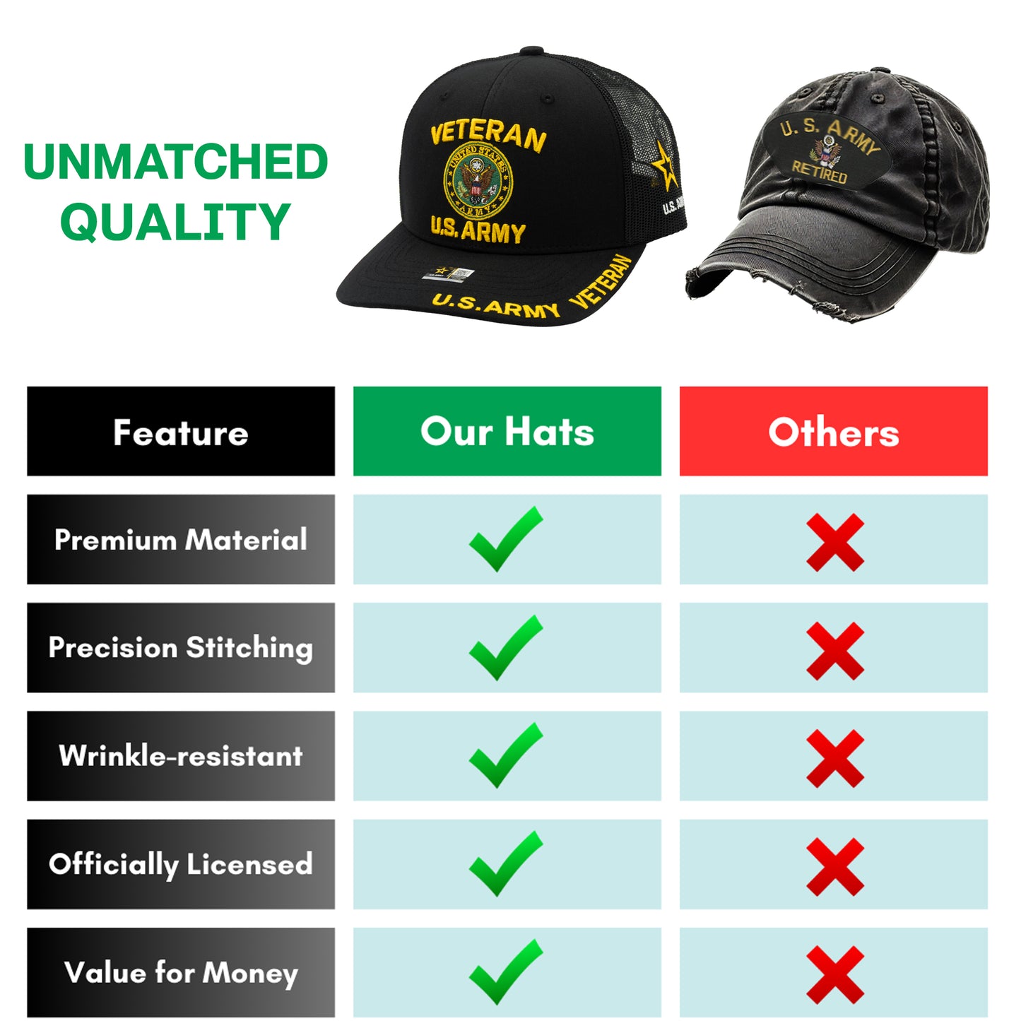 U.S. ARMY CAP, TRUCKER VETERAN SEAL